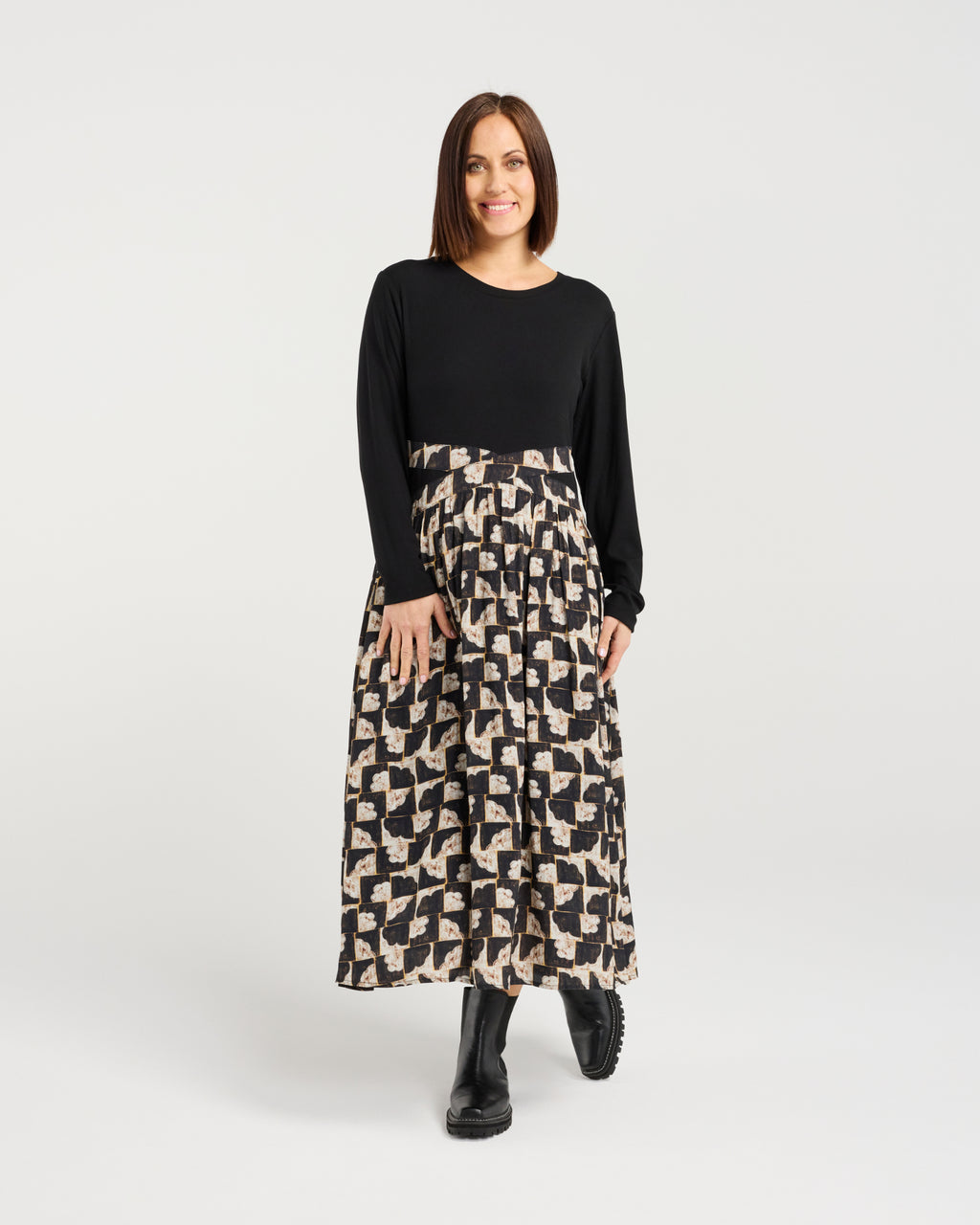 Dellah Dress Golden Grid