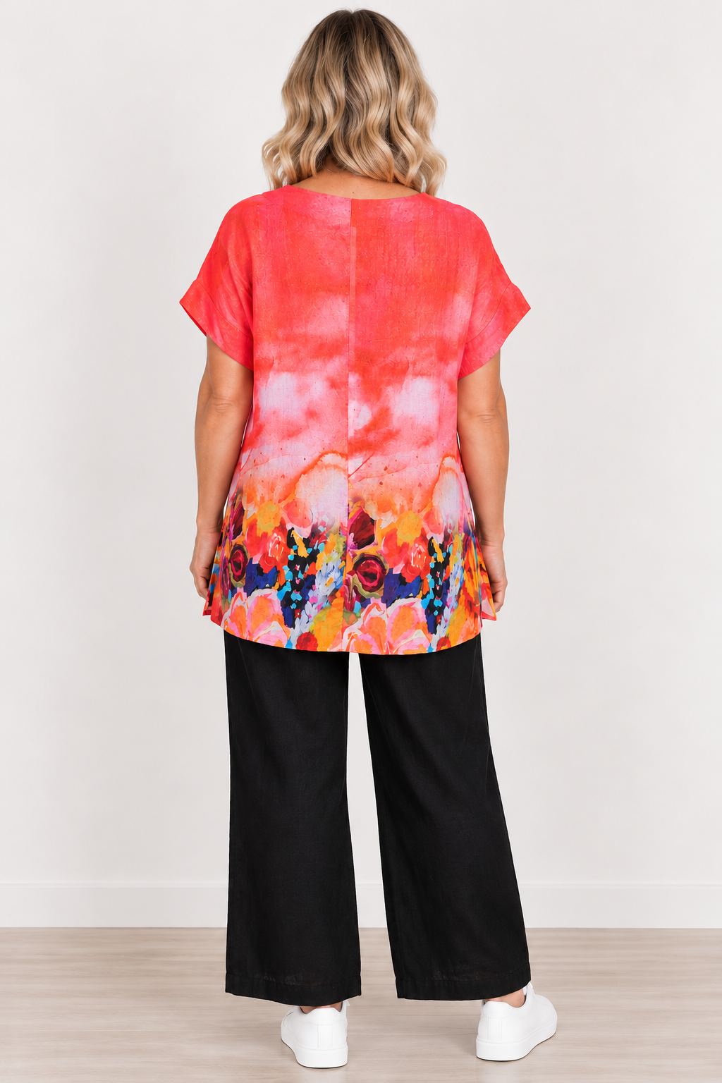 S/S V-Neck Top Pink Red