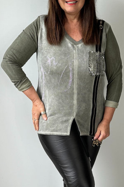 Suede Joy Sweatshirt Khaki