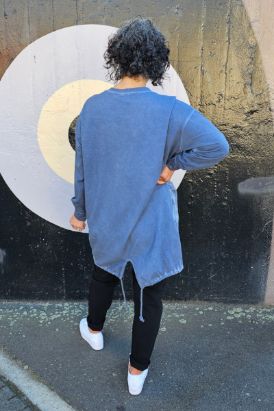 Suede Long Sweatshirt Blue