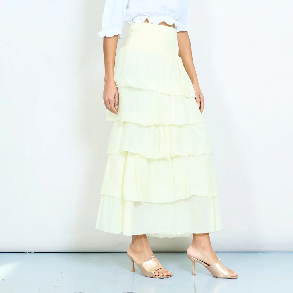 Tiered Ruffle Skirt Lemon