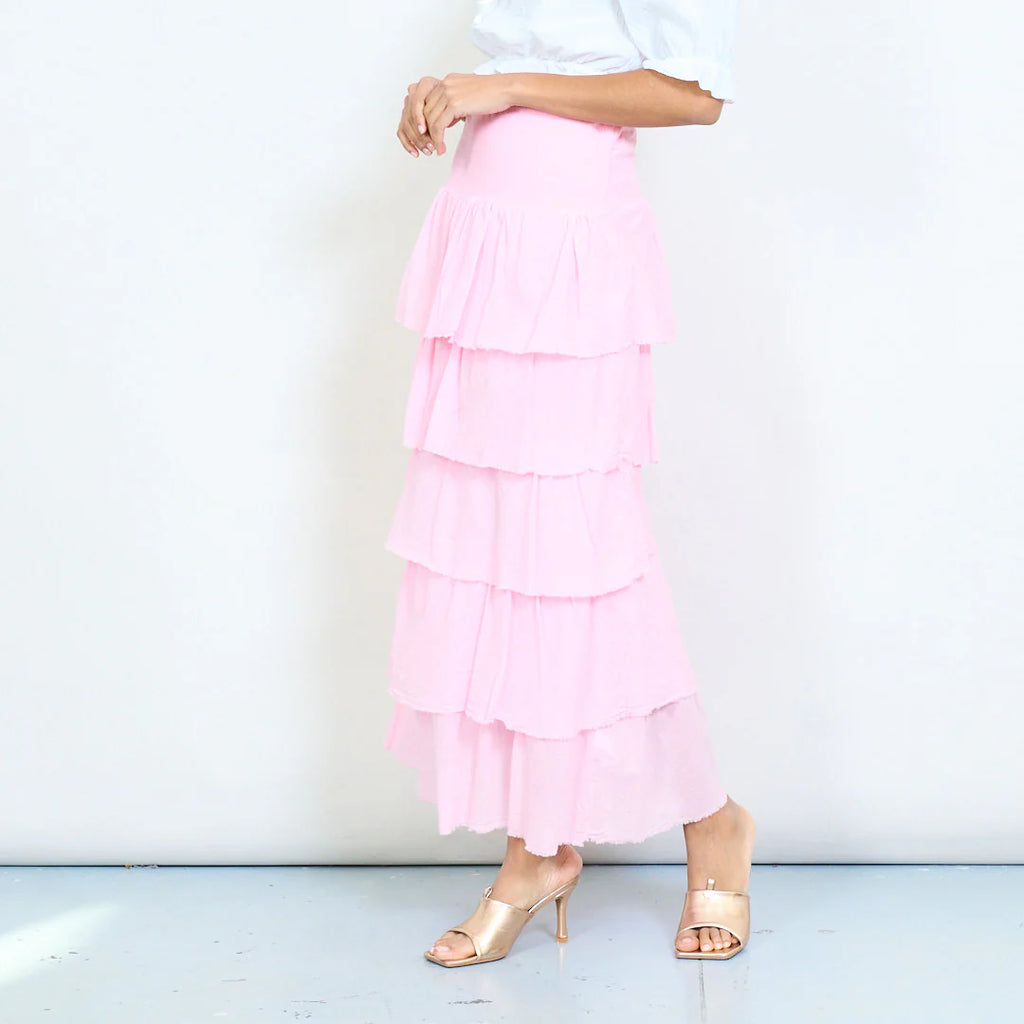 Tiered Ruffle Skirt Pink