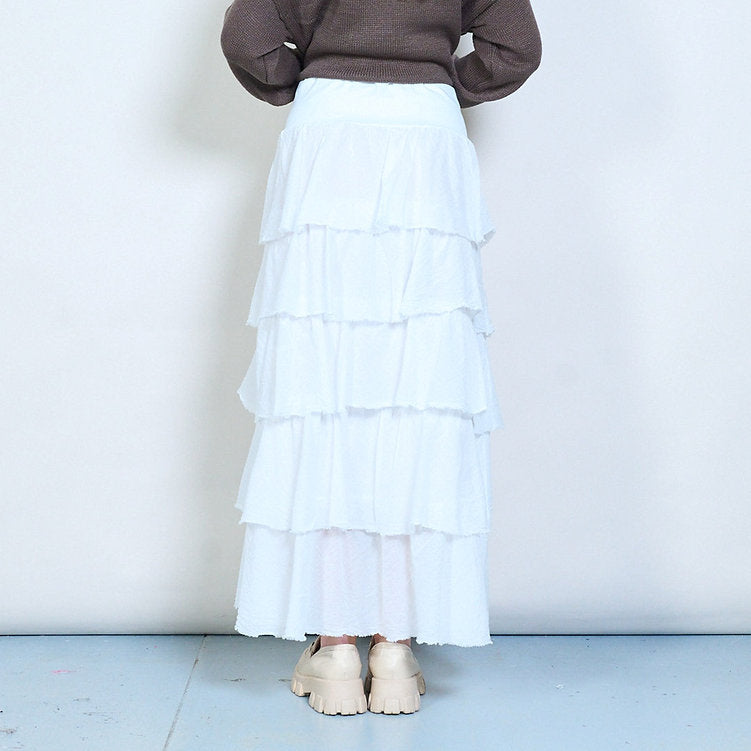 Tiered Ruffle Skirt White