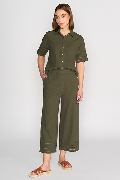 Wide Leg 7/8 Pant Olive