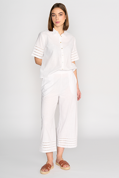 Wide Leg 7/8 Pants White