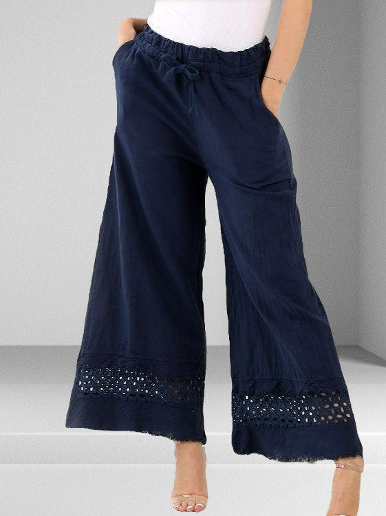 Wide Leg Lace Pants Navy