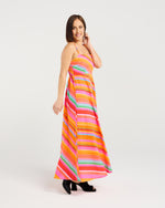 Woman wearing a colorful striped dress on a white background
Clementine Dress Dynamic Stripe