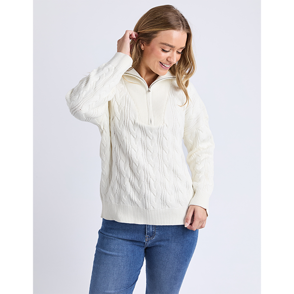 Zalie Zip Knit Marshmallow