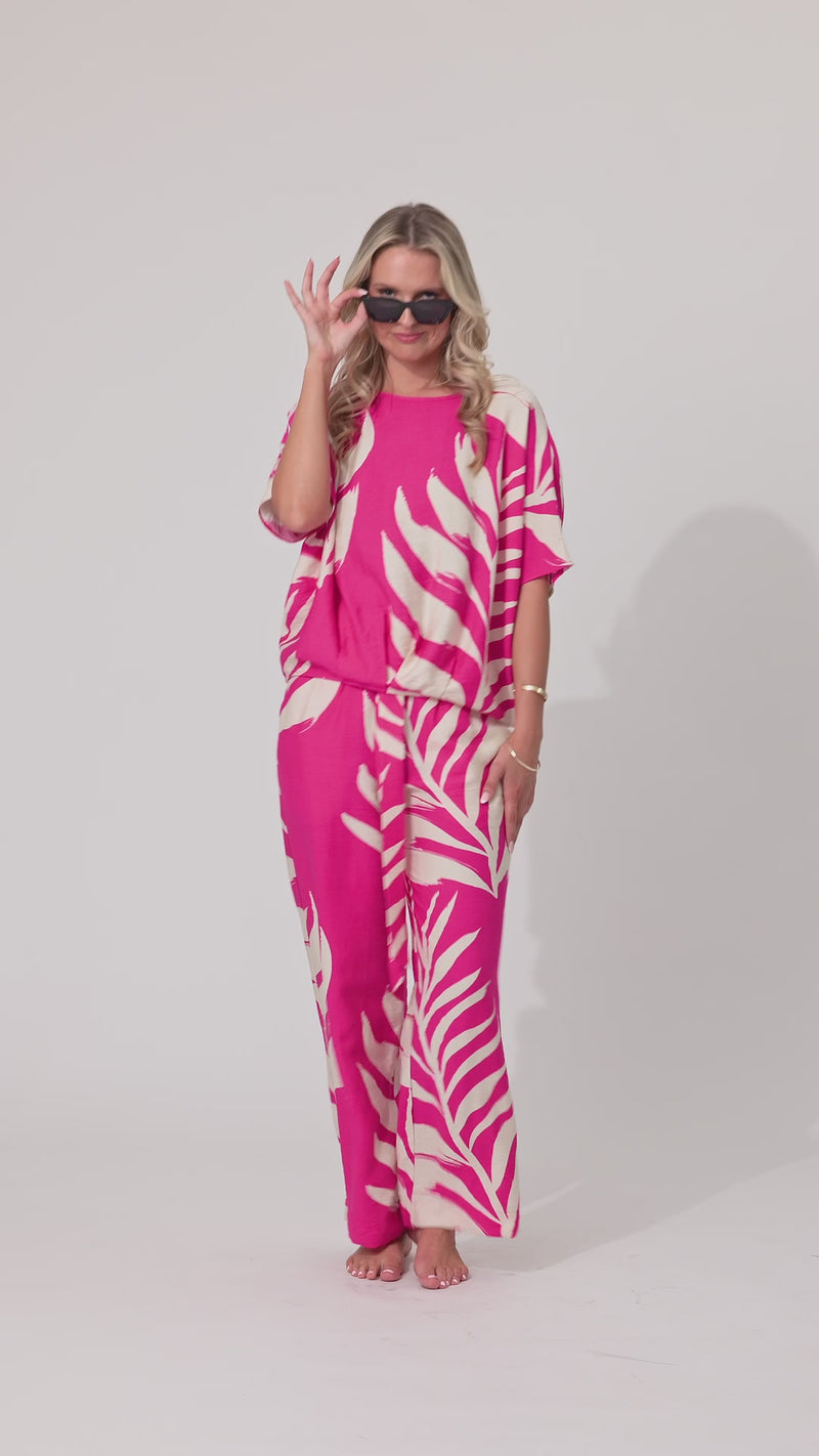 Alessa Print Top Floral Fuchsia