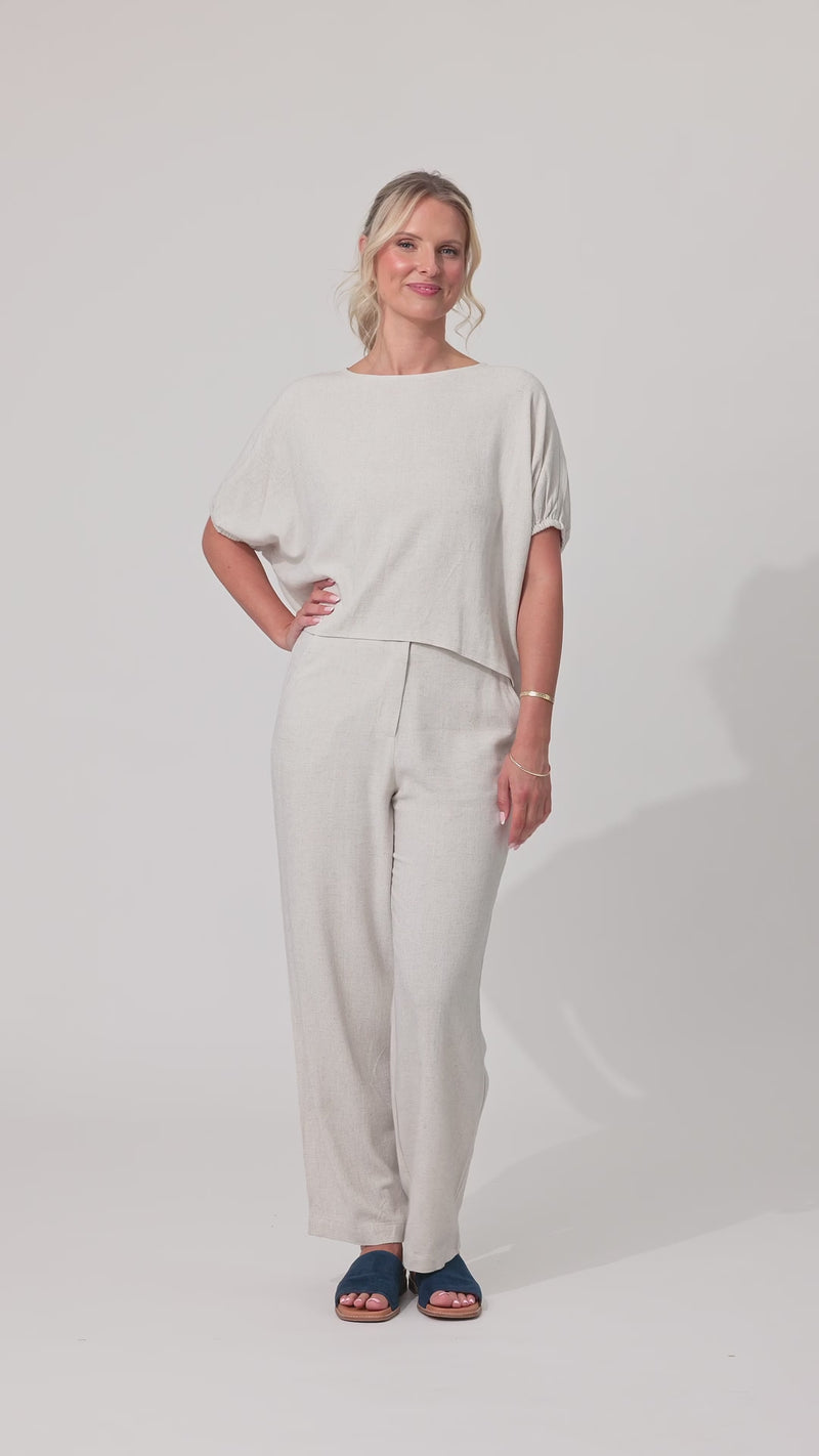 Costa Linen Top Oatmeal