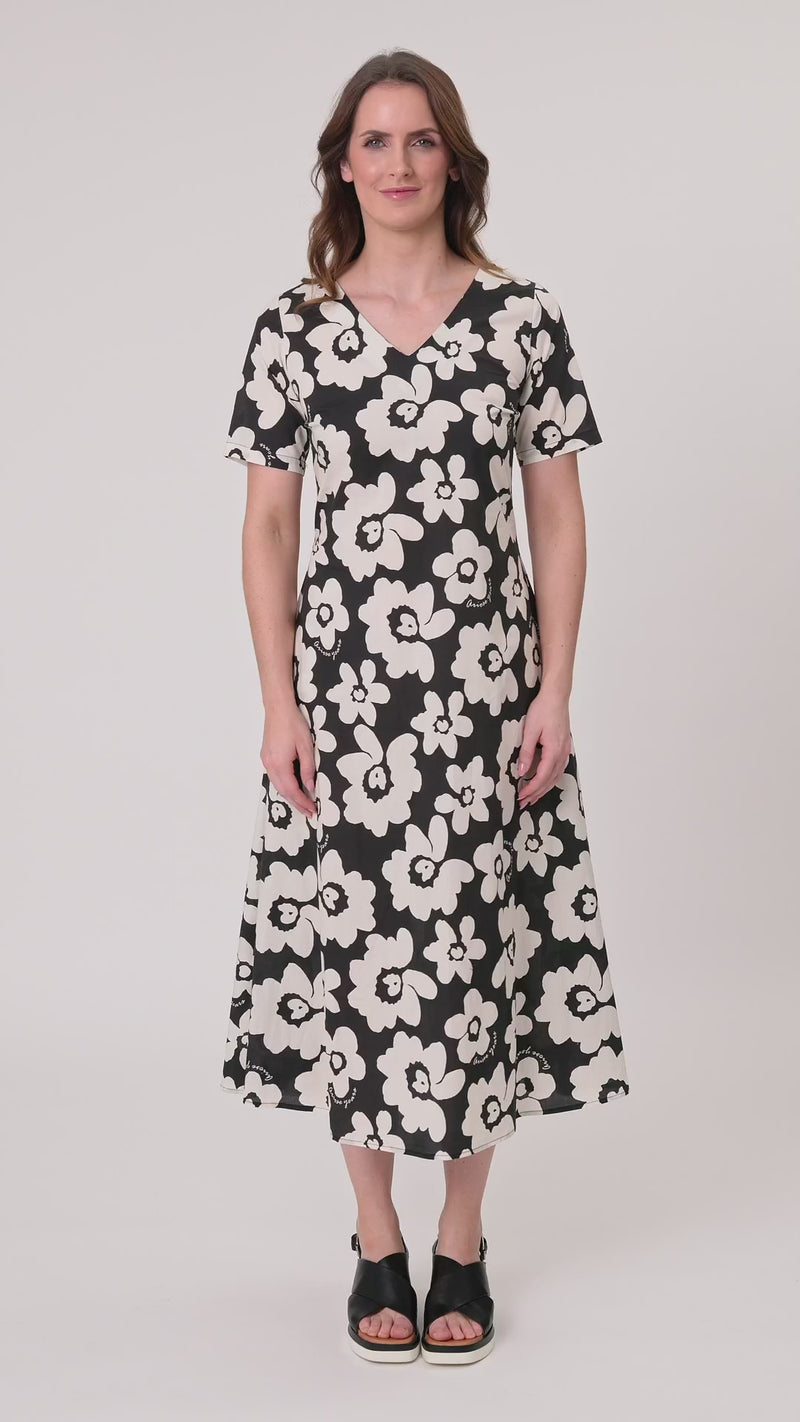 Marta Floral Dress Black/White