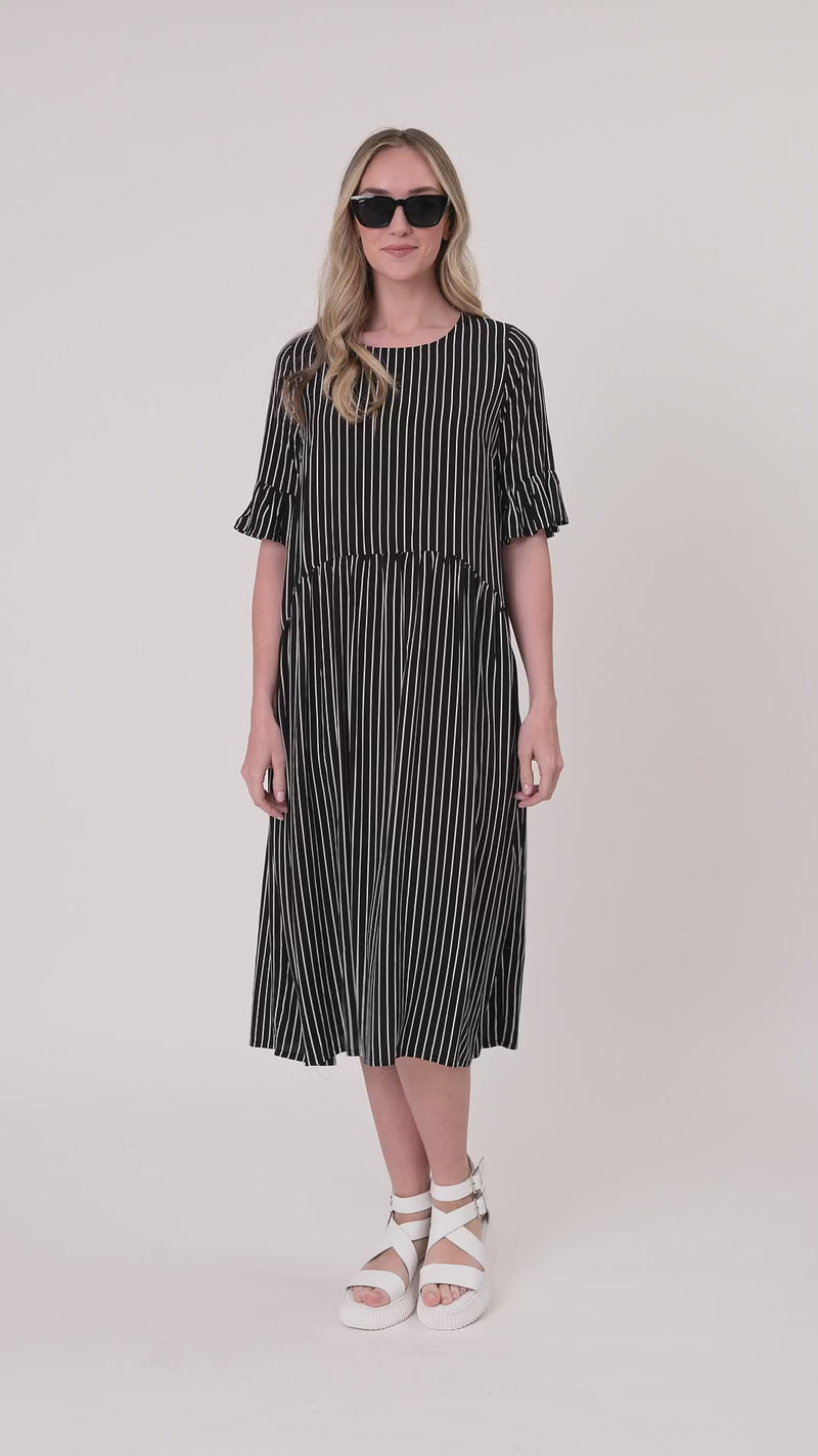 Madonna Dress Black/White Stripe