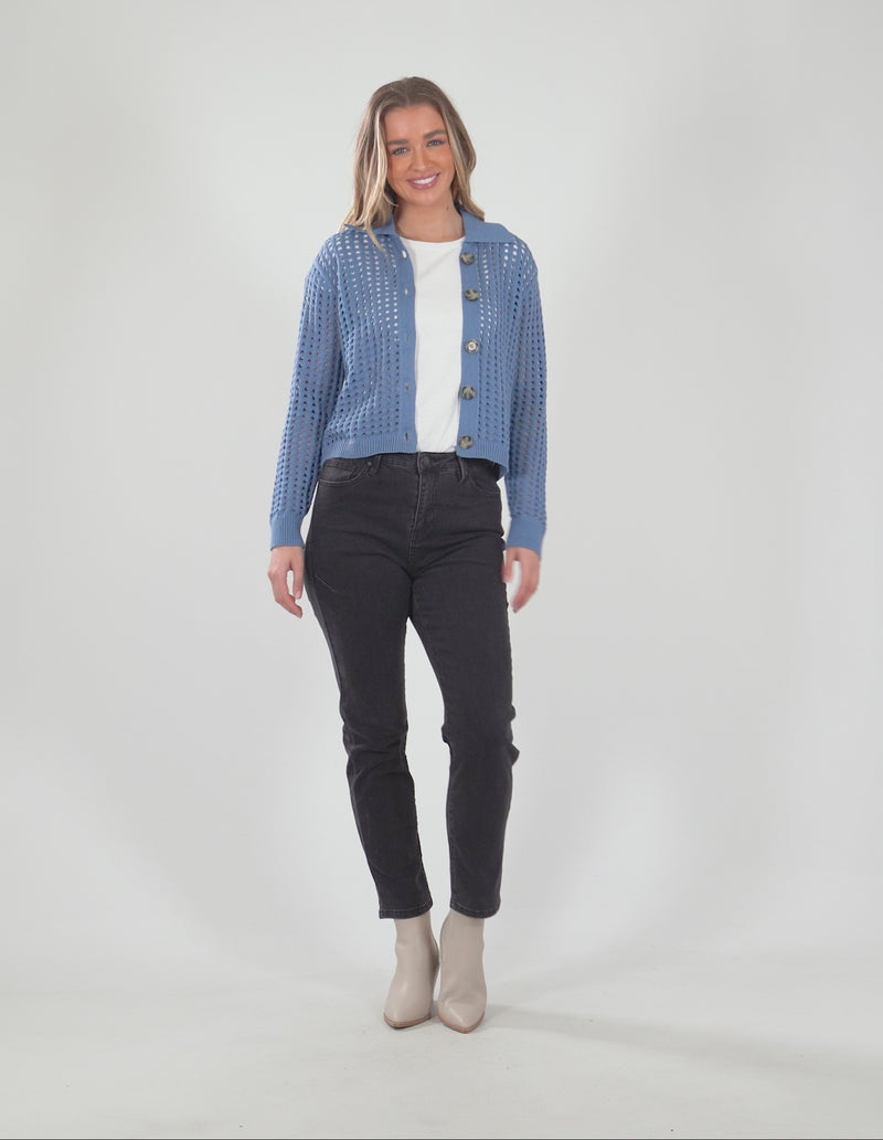 Clover Knit Cardi Coronet Blue