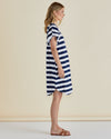 Woman wearing a blue and white striped dress against a beige background
Sydney Tee Dress Blue Stripe