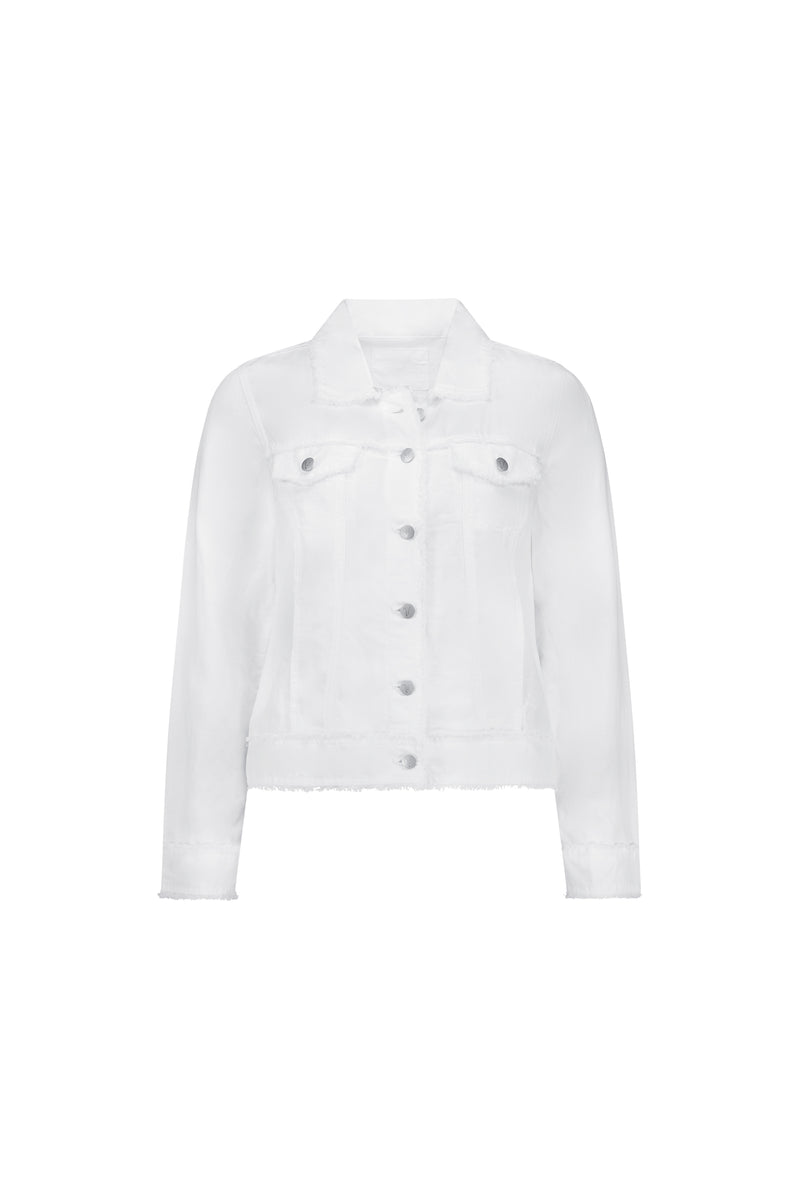 White denim jacket on a white background
Frayed Linen Jacket White