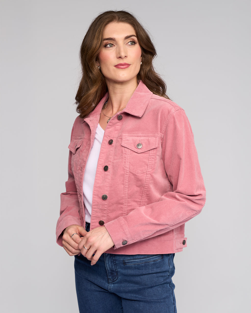 Cord Denim Jacket Dusky Pink