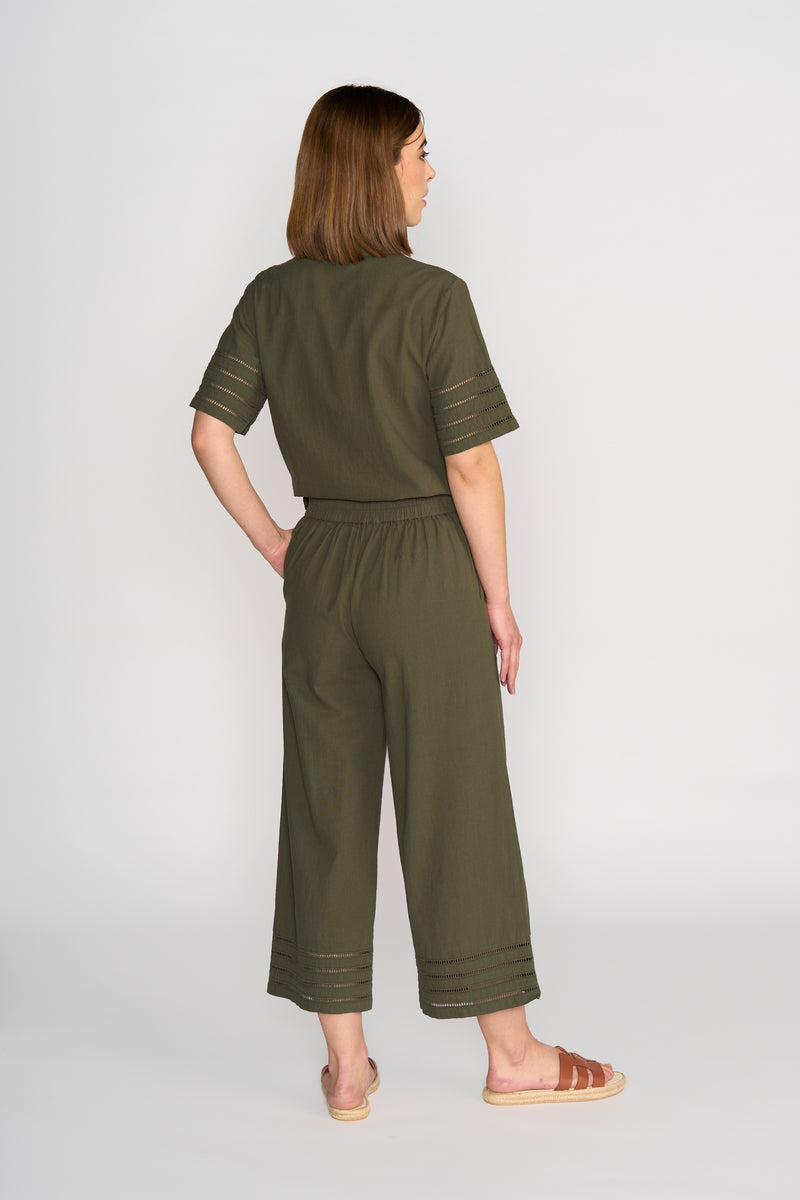 Wide Leg 7/8 Pant Olive