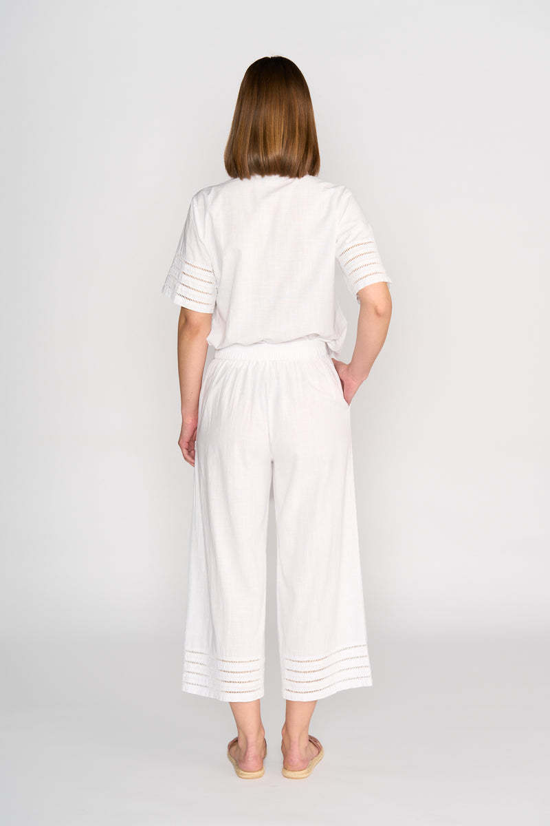 Wide Leg 7/8 Pants White