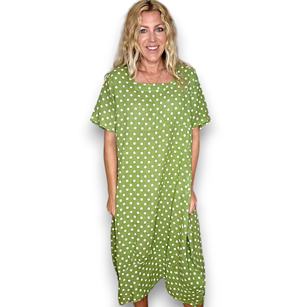 Polka Dot Mid Maxi Dress Lime